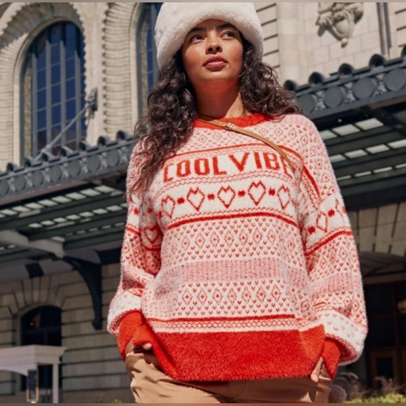 Aerie Flurry Oversized Crew Sweater - COOL VIBES - $78 Retail NWOT - Picture 1 of 4